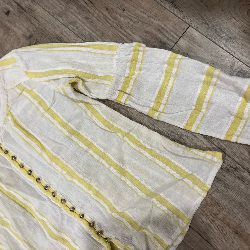 Free People Striped Yellow and White Women's Top Size Small - Picture 2 of 8